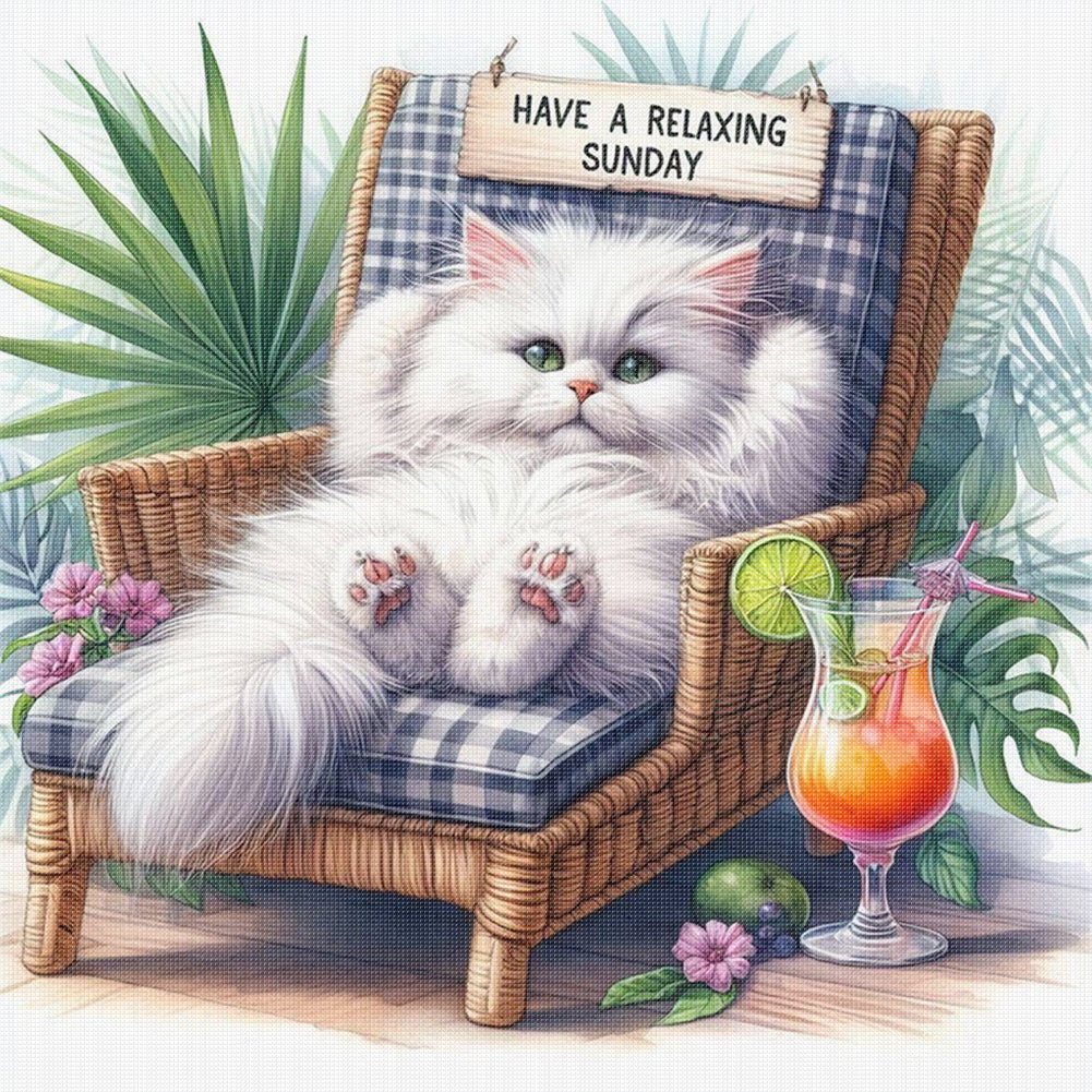 Kitten On A Chair - 11CT Stamped Cross Stitch 40*40CM