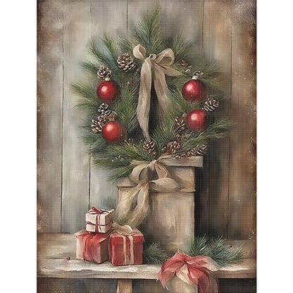 Christmas Wreath - 11CT Stamped Cross Stitch 40*53CM