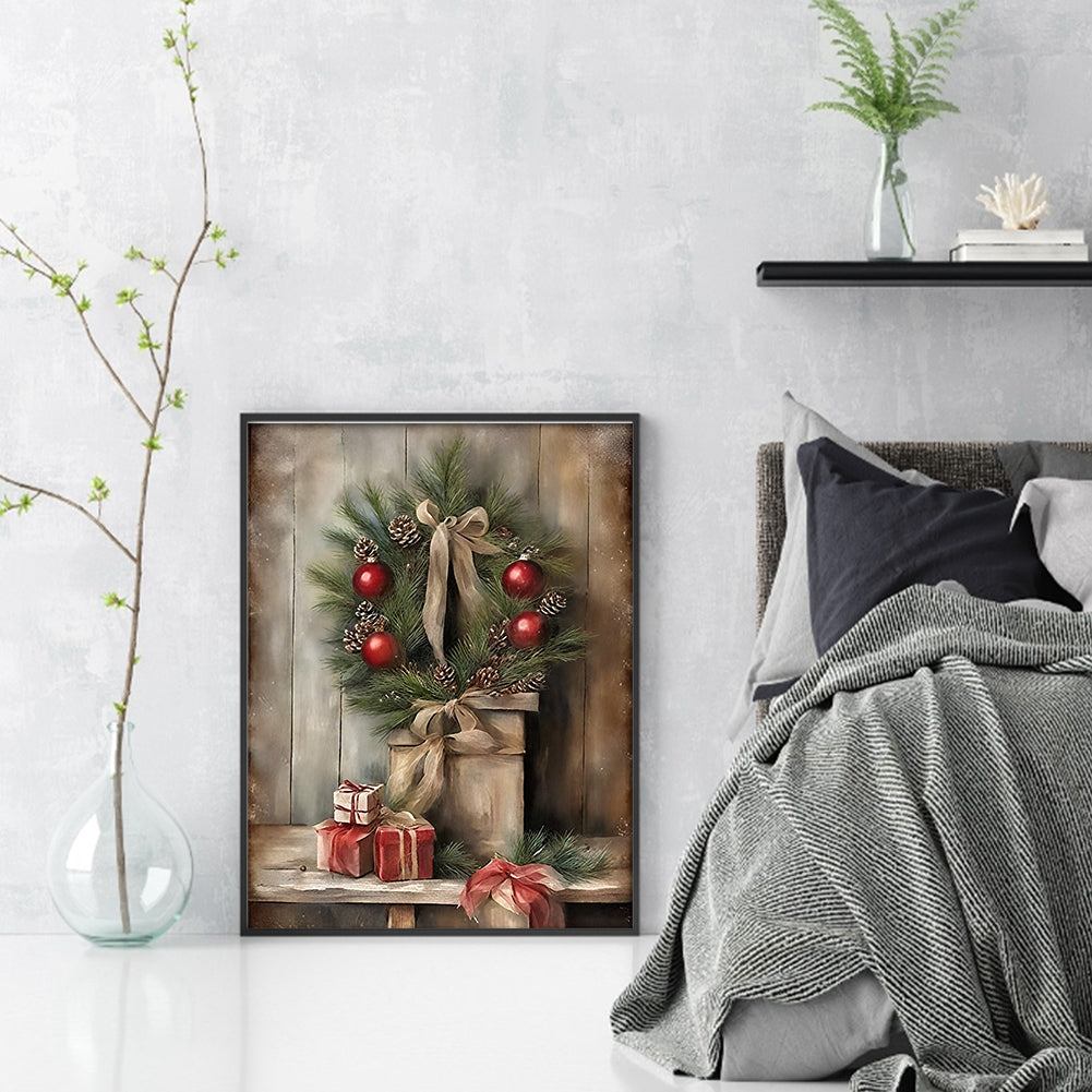 Christmas Wreath - 11CT Stamped Cross Stitch 40*53CM