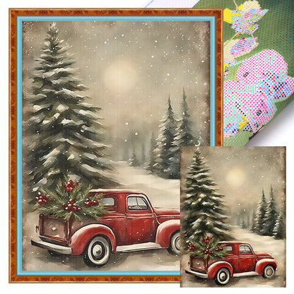 Christmas Tree And Car - 11CT Stamped Cross Stitch 40*53CM