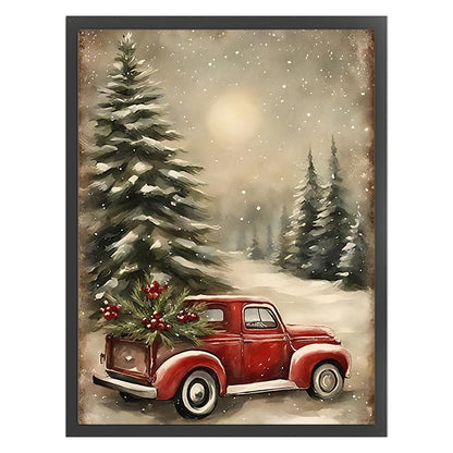 Christmas Tree And Car - 11CT Stamped Cross Stitch 40*53CM