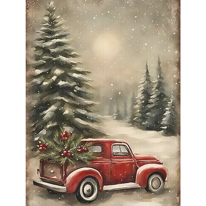 Christmas Tree And Car - 11CT Stamped Cross Stitch 40*53CM