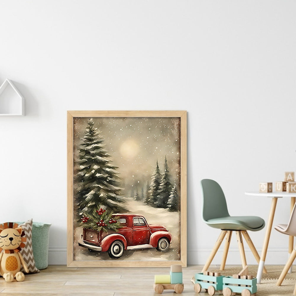 Christmas Tree And Car - 11CT Stamped Cross Stitch 40*53CM