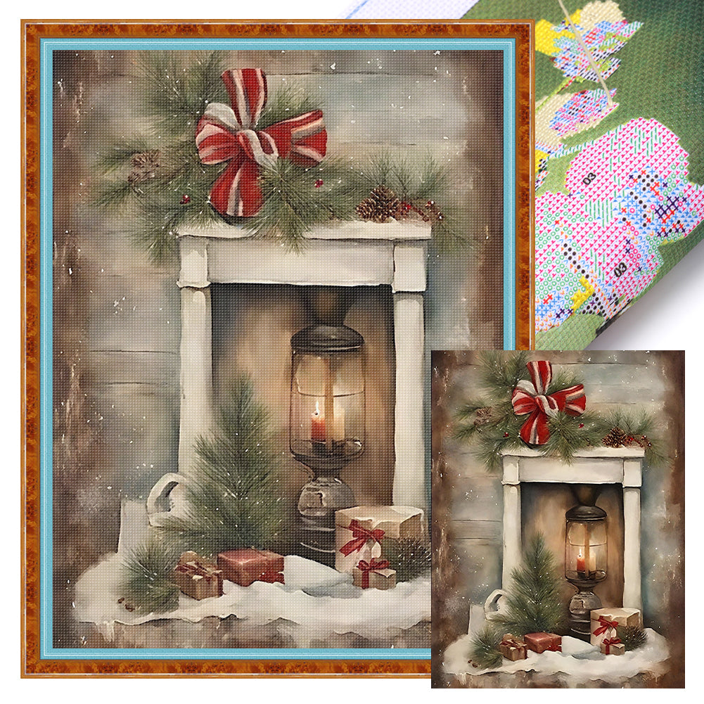 Christmas Fireplace - 11CT Stamped Cross Stitch 40*53CM