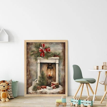 Christmas Fireplace - 11CT Stamped Cross Stitch 40*53CM