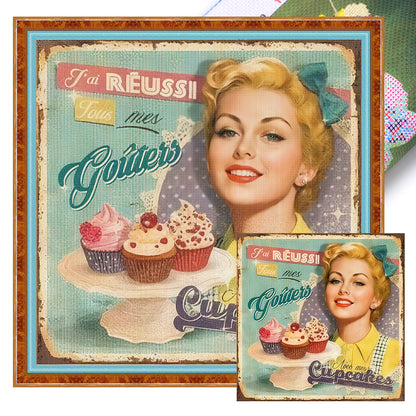 Retro Billboard - 11CT Stamped Cross Stitch 40*40CM