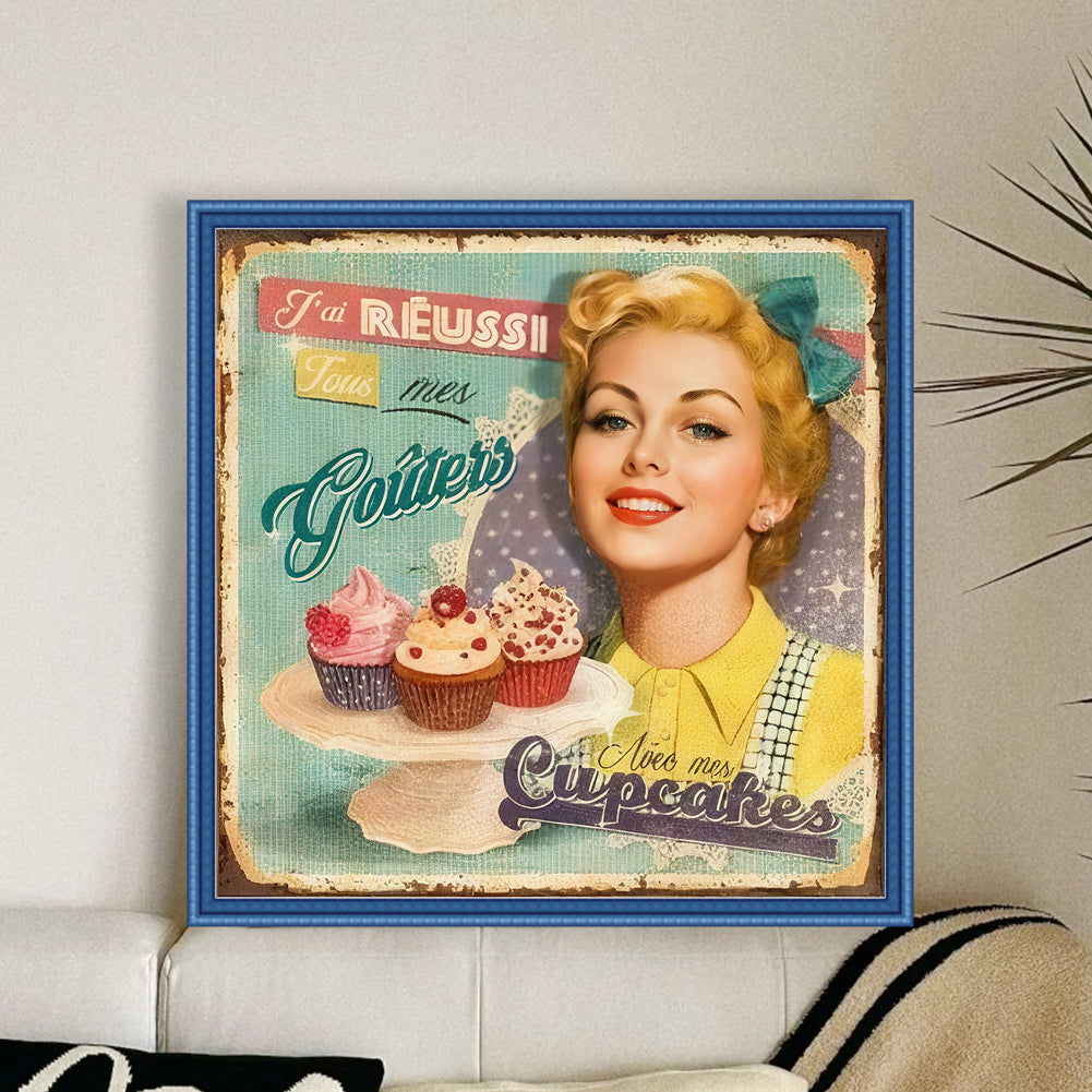Retro Billboard - 11CT Stamped Cross Stitch 40*40CM