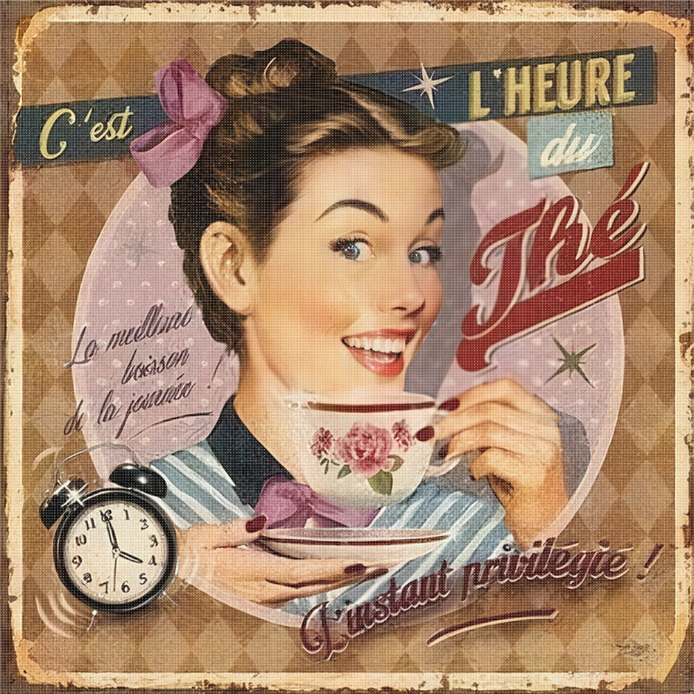 Retro Billboard - 11CT Stamped Cross Stitch 40*40CM