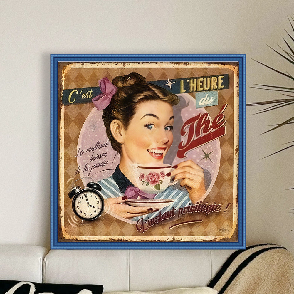 Retro Billboard - 11CT Stamped Cross Stitch 40*40CM