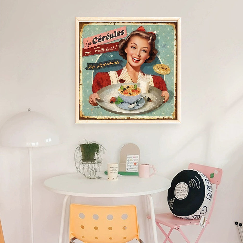 Retro Billboard - 11CT Stamped Cross Stitch 40*40CM