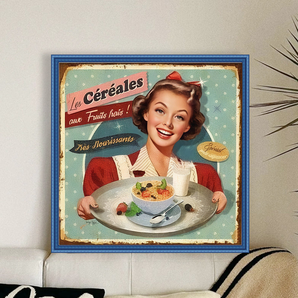 Retro Billboard - 11CT Stamped Cross Stitch 40*40CM