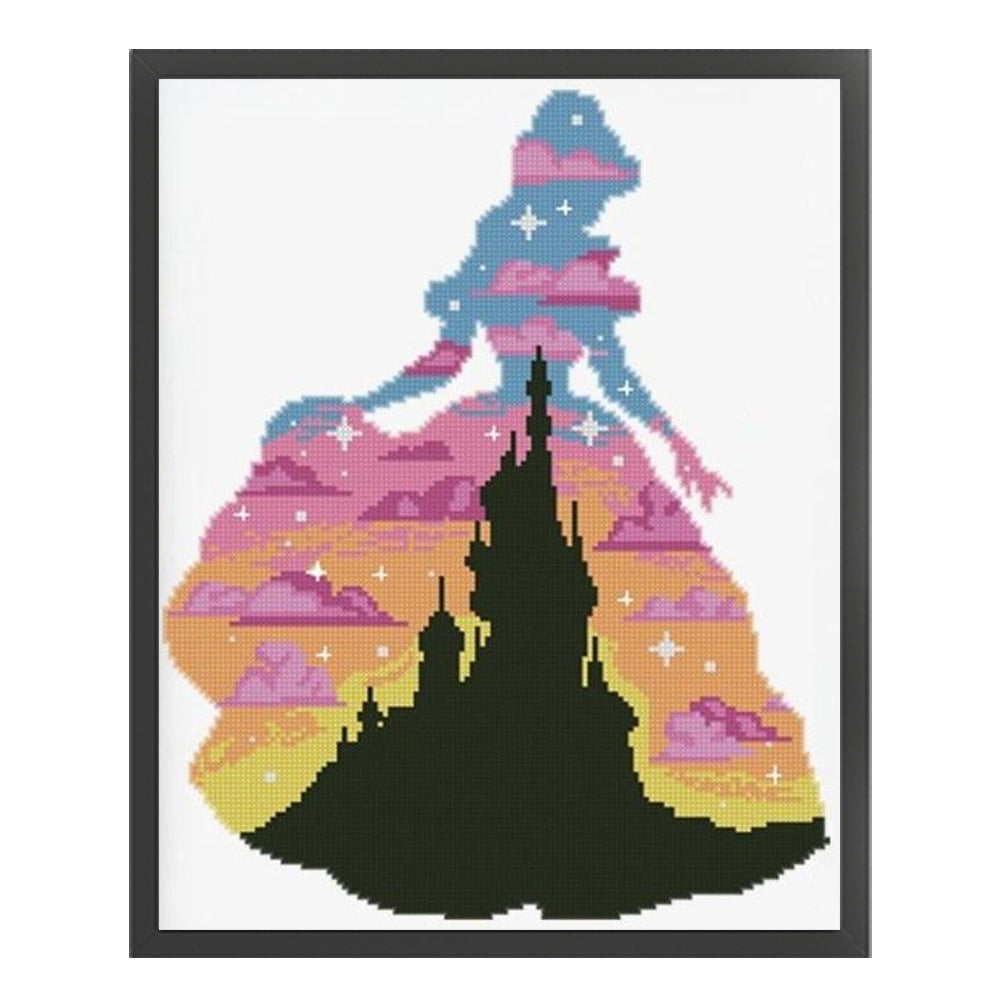 Princess Castle Silhouette - 11CT Stamped Cross Stitch 40*50CM
