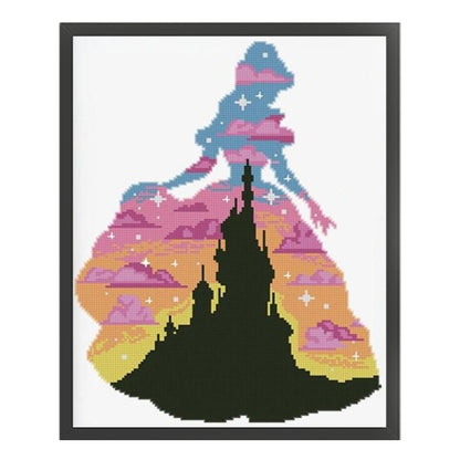Princess Castle Silhouette - 11CT Stamped Cross Stitch 40*50CM