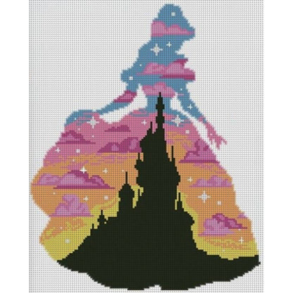 Princess Castle Silhouette - 11CT Stamped Cross Stitch 40*50CM