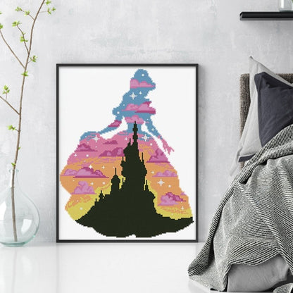 Princess Castle Silhouette - 11CT Stamped Cross Stitch 40*50CM