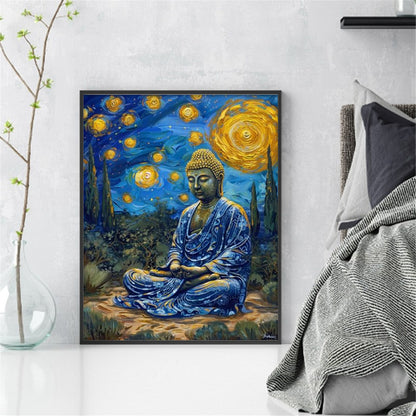 Buddha Statue Under A Starry Sky - 11CT Stamped Cross Stitch 40*50CM
