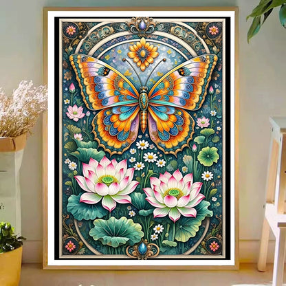 Lotus And Butterfly - 11CT Stamped Cross Stitch 50*70CM£¨Mona Lisa Brand£©