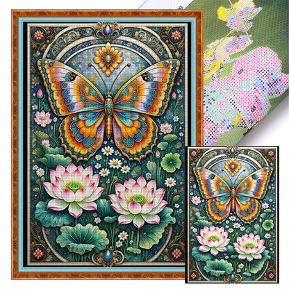 Lotus And Butterfly - 11CT Stamped Cross Stitch 50*70CM£¨Mona Lisa Brand£©