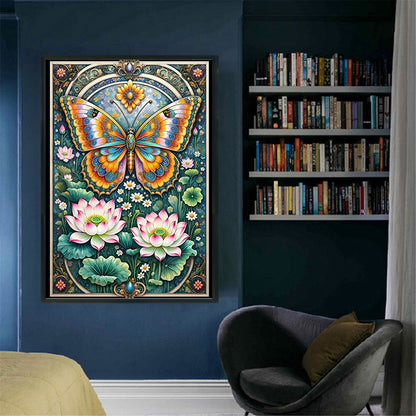 Lotus And Butterfly - 11CT Stamped Cross Stitch 50*70CM£¨Mona Lisa Brand£©