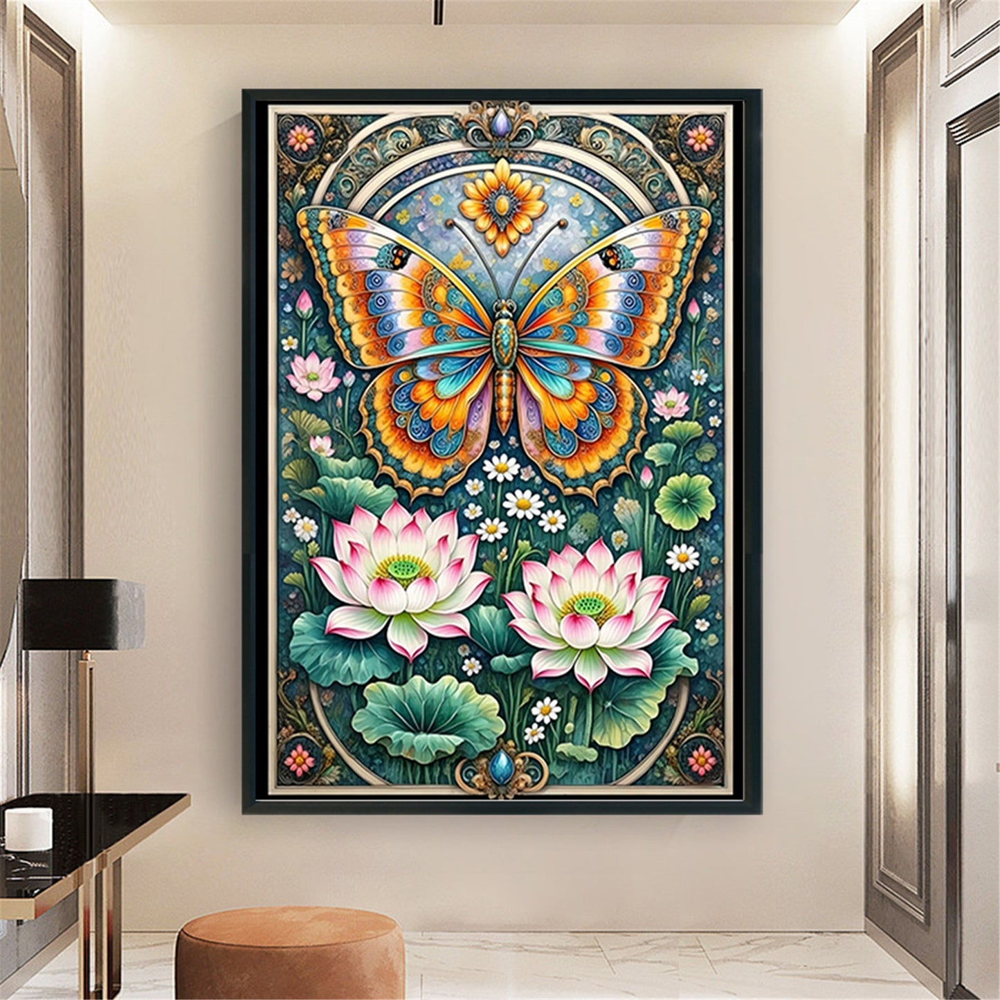 Lotus And Butterfly - 11CT Stamped Cross Stitch 50*70CM£¨Mona Lisa Brand£©