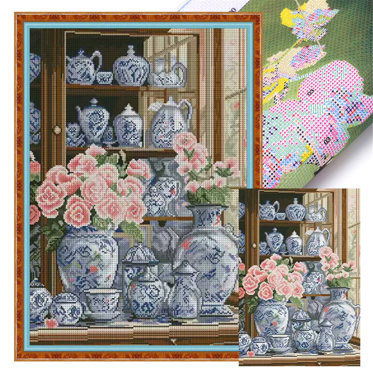 Porcelain Camellia - 11CT Stamped Cross Stitch 50*70CM£¨Mona Lisa Brand£©