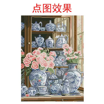 Porcelain Camellia - 11CT Stamped Cross Stitch 50*70CM£¨Mona Lisa Brand£©