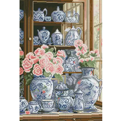 Porcelain Camellia - 11CT Stamped Cross Stitch 50*70CM£¨Mona Lisa Brand£©