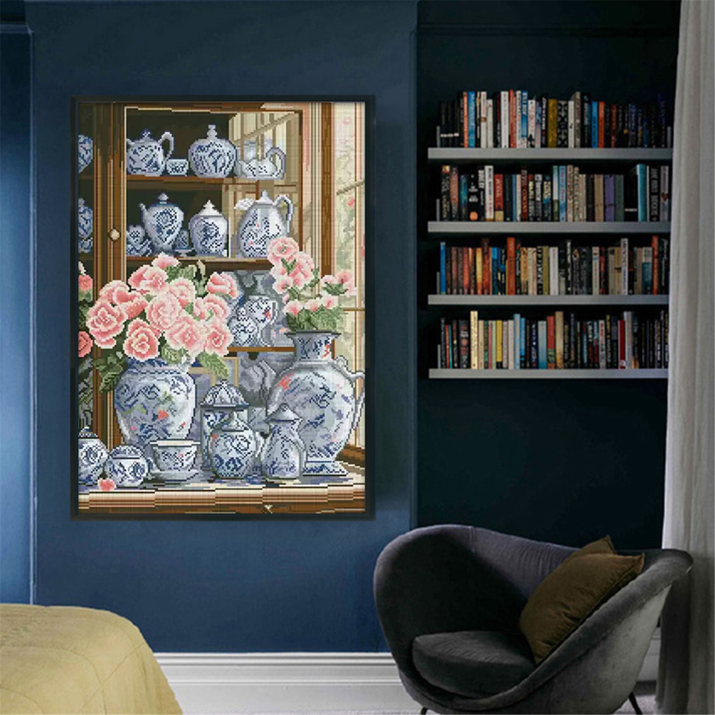Porcelain Camellia - 11CT Stamped Cross Stitch 50*70CM£¨Mona Lisa Brand£©