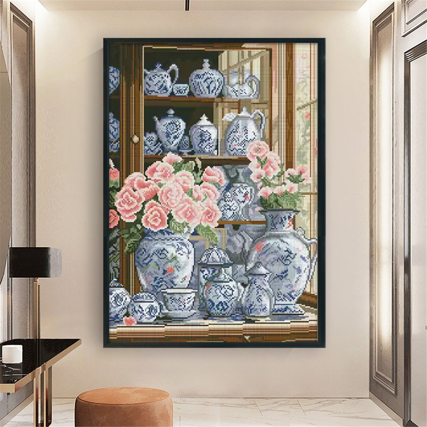 Porcelain Camellia - 11CT Stamped Cross Stitch 50*70CM£¨Mona Lisa Brand£©