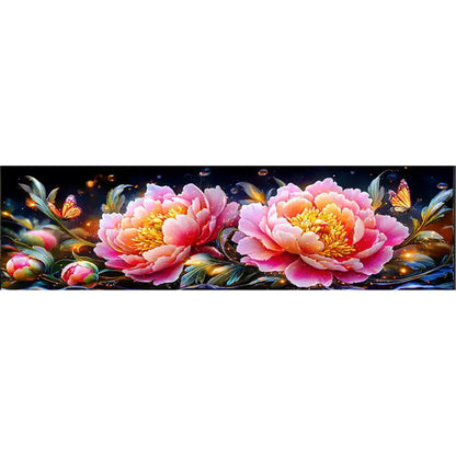 Peonies In The Morning, Moonlight And Evening - 11CT Stamped Cross Stitch 135*40CM£¨Mona Lisa Brand£©