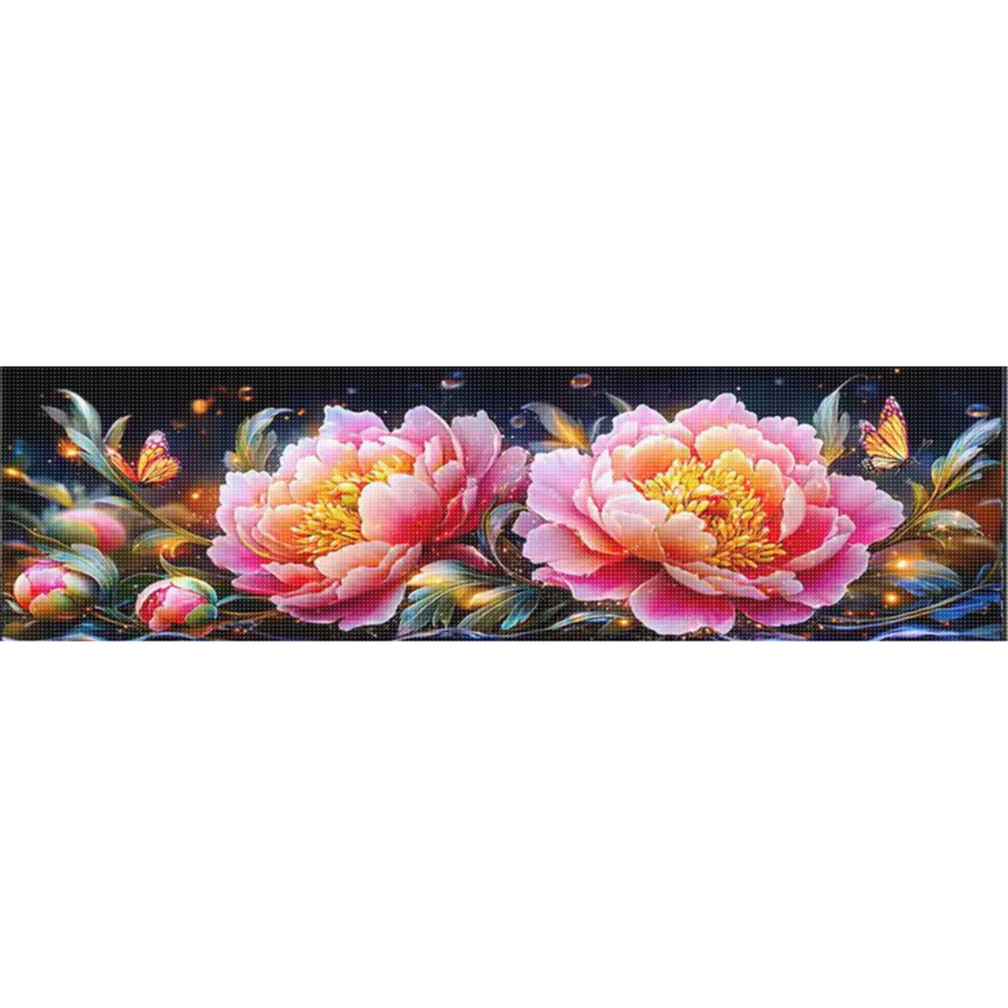 Peonies In The Morning, Moonlight And Evening - 11CT Stamped Cross Stitch 135*40CM£¨Mona Lisa Brand£©