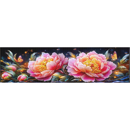 Peonies In The Morning, Moonlight And Evening - 11CT Stamped Cross Stitch 135*40CM£¨Mona Lisa Brand£©