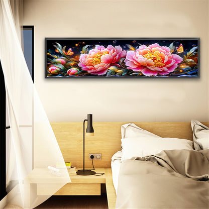 Peonies In The Morning, Moonlight And Evening - 11CT Stamped Cross Stitch 135*40CM£¨Mona Lisa Brand£©