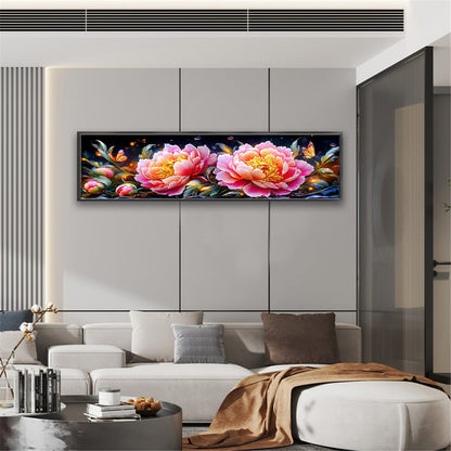 Peonies In The Morning, Moonlight And Evening - 11CT Stamped Cross Stitch 135*40CM£¨Mona Lisa Brand£©