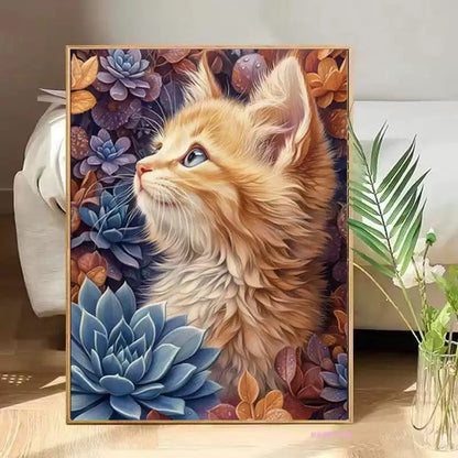 Succulent Cat - 11CT Stamped Cross Stitch 50*70CM£¨Mona Lisa Brand£©