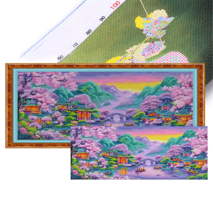 Purple Dreams Of Jiangnan Water Village - 11CT Stamped Cross Stitch 150*65CM£¨Mona Lisa Brand£©