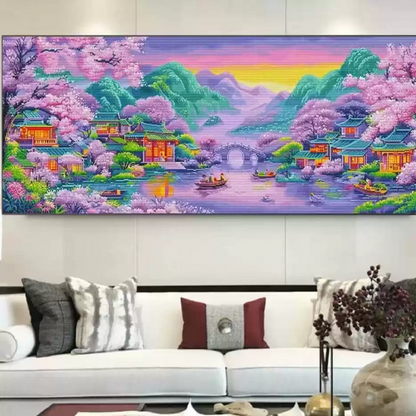 Purple Dreams Of Jiangnan Water Village - 11CT Stamped Cross Stitch 150*65CM£¨Mona Lisa Brand£©
