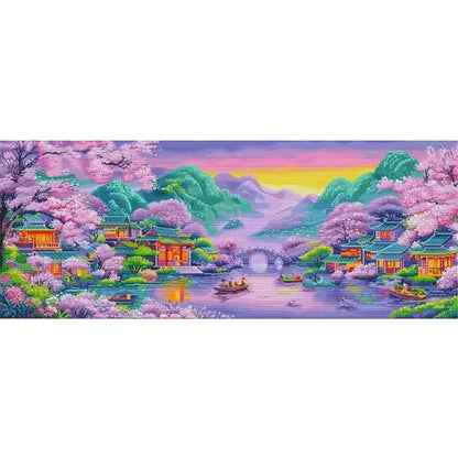 Purple Dreams Of Jiangnan Water Village - 11CT Stamped Cross Stitch 150*65CM£¨Mona Lisa Brand£©