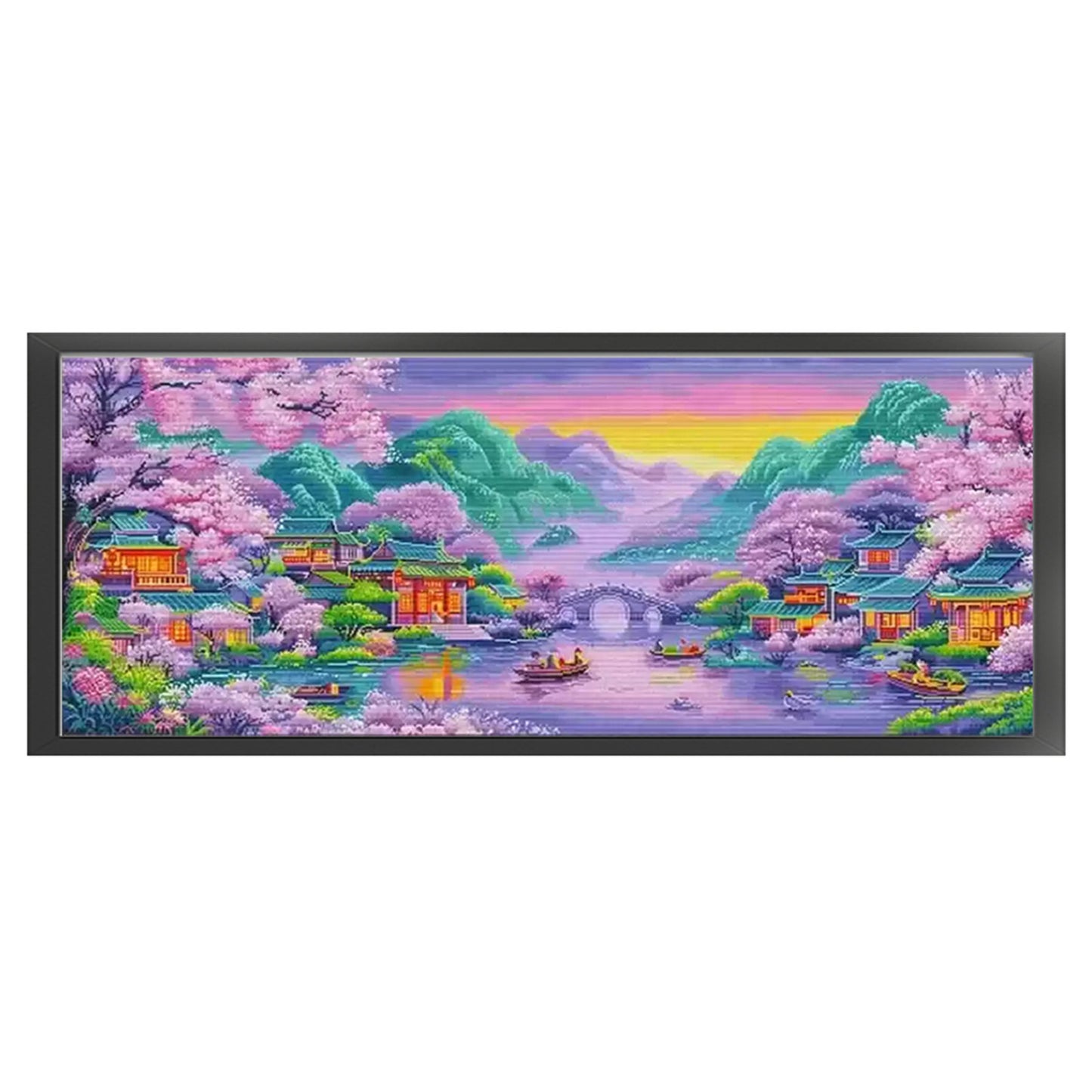 Purple Dreams Of Jiangnan Water Village - 11CT Stamped Cross Stitch 150*65CM£¨Mona Lisa Brand£©