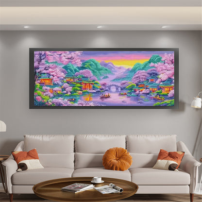 Purple Dreams Of Jiangnan Water Village - 11CT Stamped Cross Stitch 150*65CM£¨Mona Lisa Brand£©