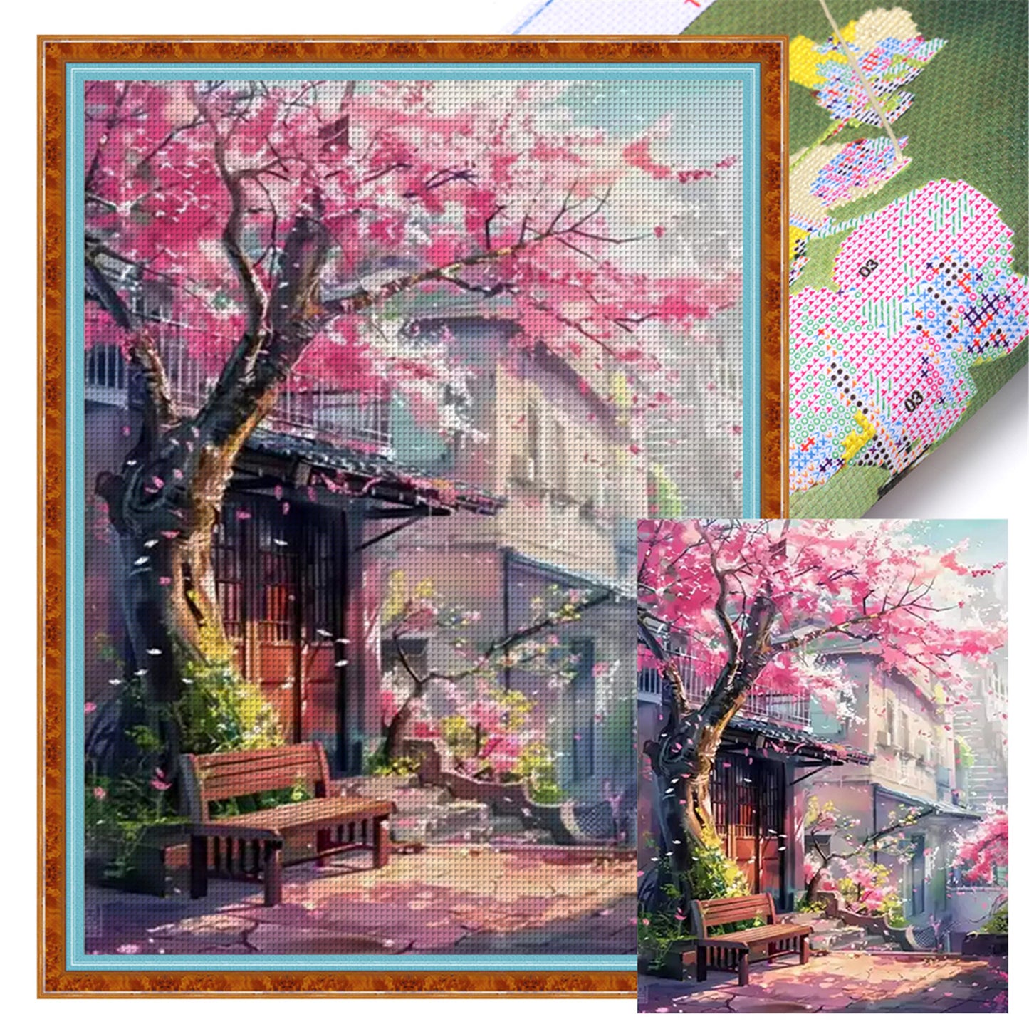 Under The Cherry Blossom Trees - 11CT Stamped Cross Stitch 50*68CM£¨Mona Lisa Brand£©