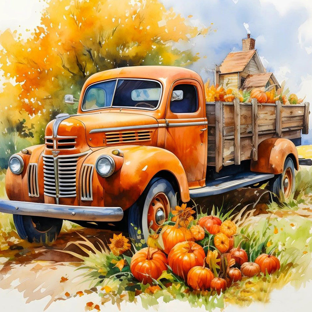 Autumn Pumpkin And Cart - Full Round Drill Diamond Painting 40*40CM
