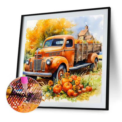 Autumn Pumpkin And Cart - Full Round Drill Diamond Painting 40*40CM