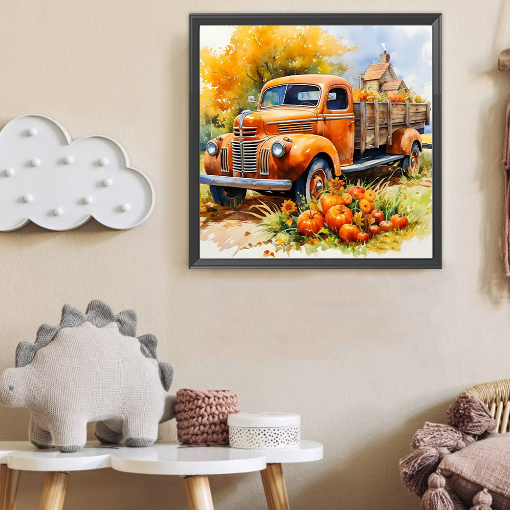 Autumn Pumpkin And Car - Full Round Drill Diamond Painting 40*40CM