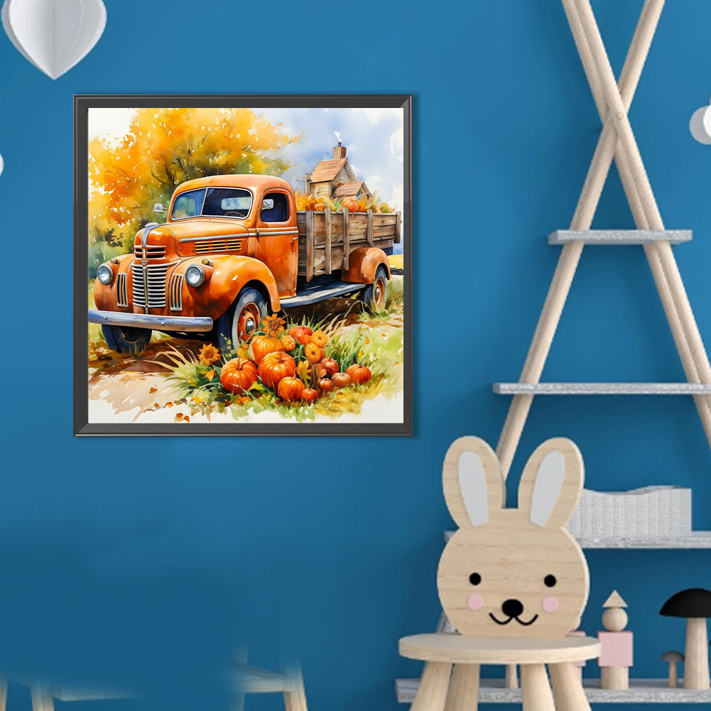 Autumn Pumpkin And Car - Full Round Drill Diamond Painting 40*40CM