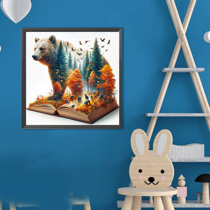 Autumn Silhouette Bear - Full Round Drill Diamond Painting 40*40CM
