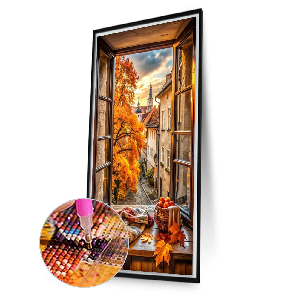 Autumn Scenery Outside The Window - Full Round Drill Diamond Painting 40*70CM