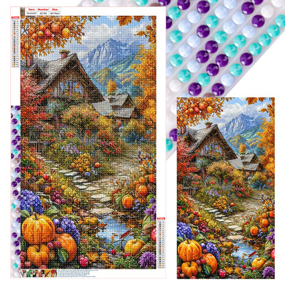 Autumn Cabin - Full Round Drill Diamond Painting 40*70CM