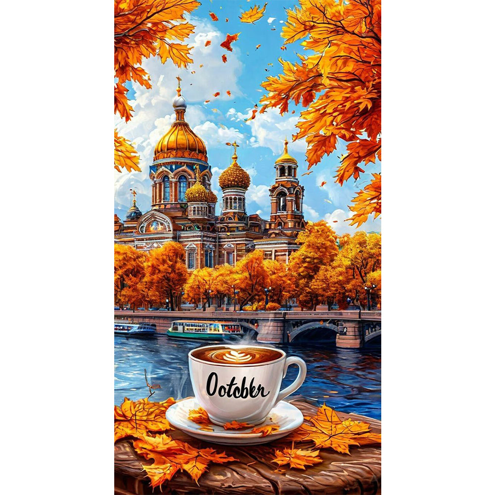 Autumn And Coffee - Full Round Drill Diamond Painting 40*70CM