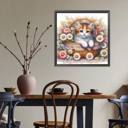Cat And Flower - Full Round Drill Diamond Painting 40*40CM